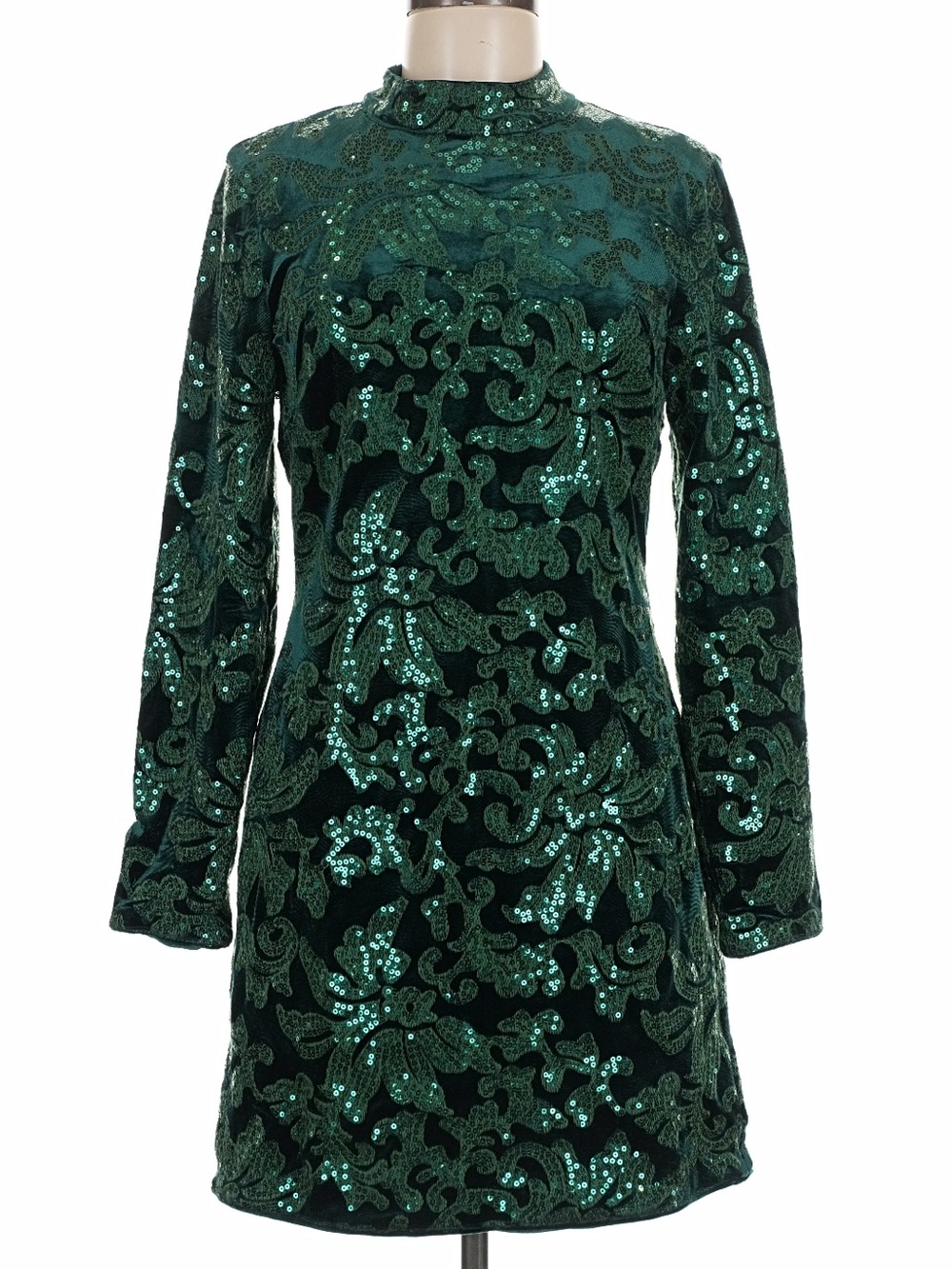 Venus Emerald Green Velvet Sequin Cocktail Dress Size 8 elegant feminine shimmer